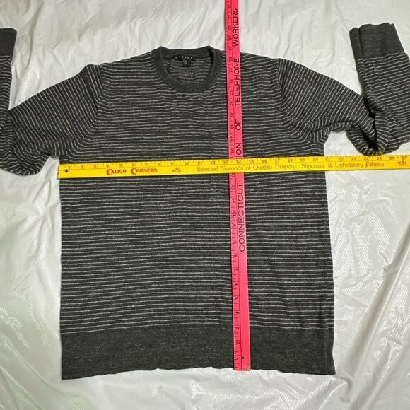 Theory Gray Striped Cillin TS Aviary Crewneck Cotton blend Sweater Size Medium - Picture 6 of 8